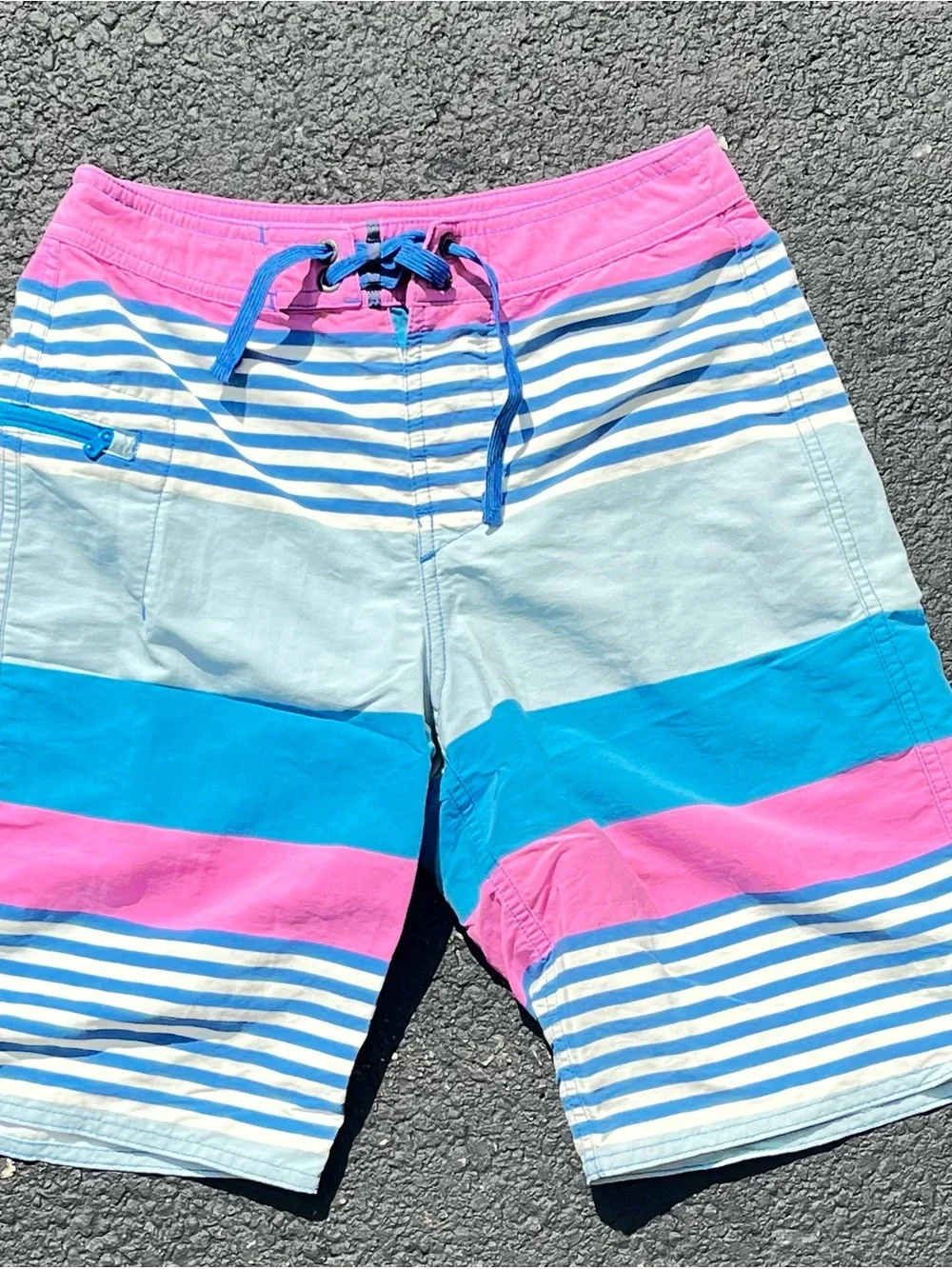 Patagonia Wavefarer Boardshorts Boys Size 10 Fitz Stripe Joya Blue